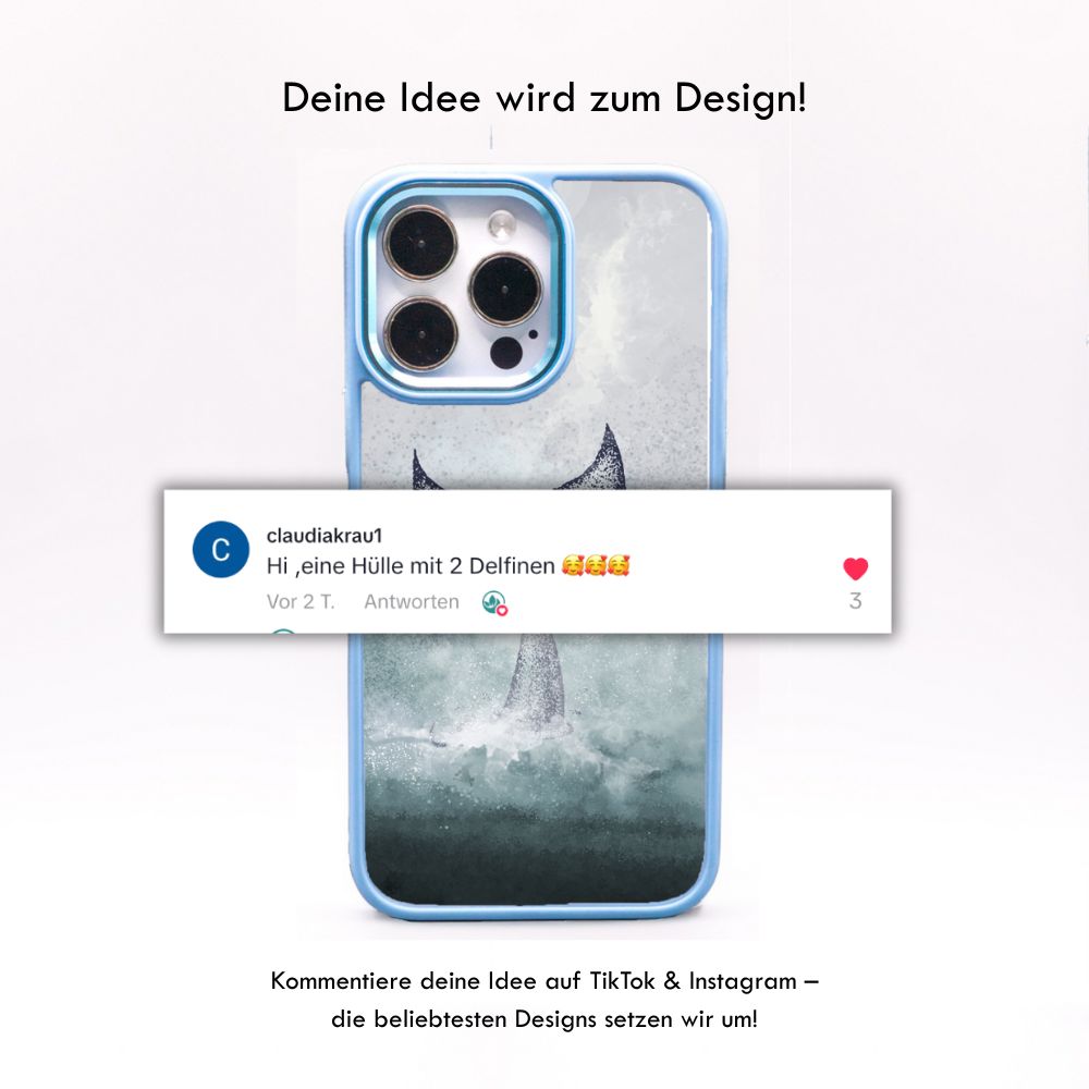 iPhone 15 Hülle - Delfin blau - "Dolphin" - nachhaltig – Ansicht 3