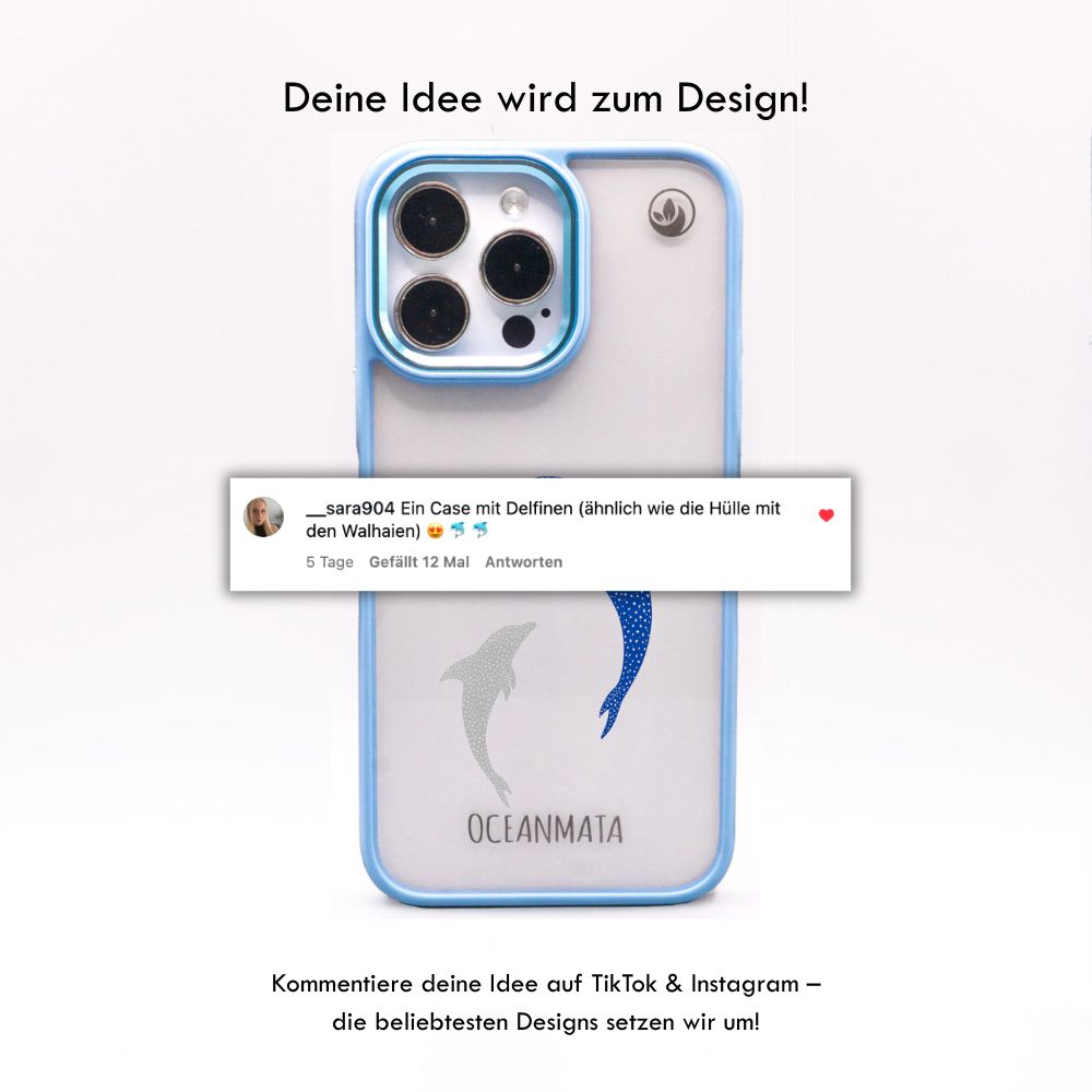 iPhone 16 pro max case - dolphin blue - "Dolphin Twins" - sustainable