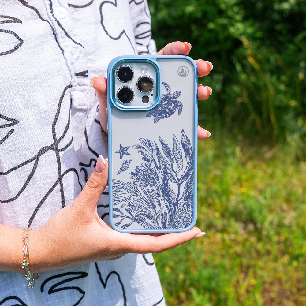 iPhone 16 pro Hülle - Schildkröten blau - "Silent Wave" - nachhaltig