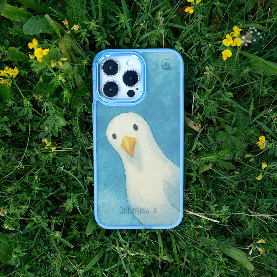 iPhone 16 pro Hülle - Möwe blau - "Seagull" - nachhaltig