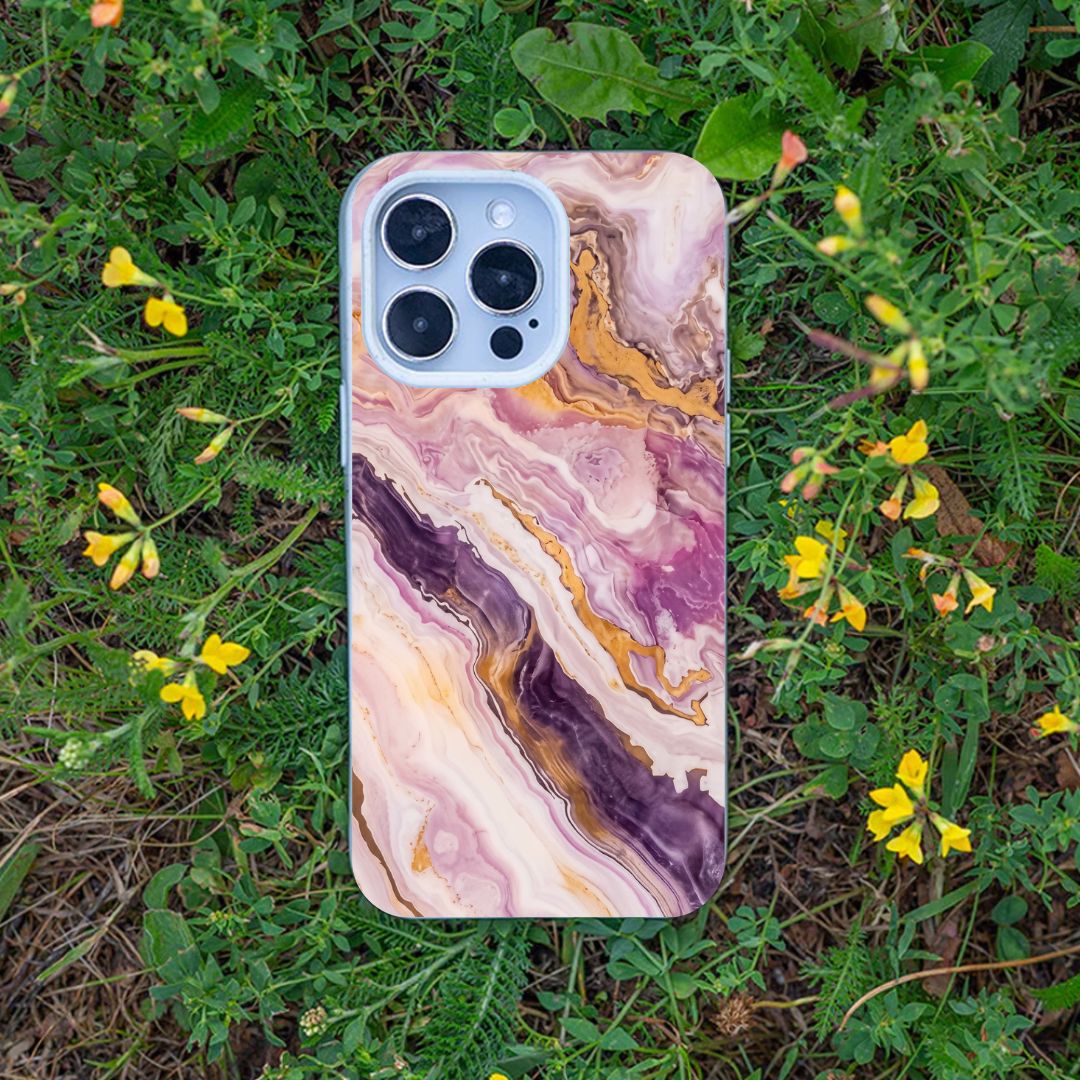 iPhone 12 mini Hülle - Marmor pink - "PinkMarble" - nachhaltig