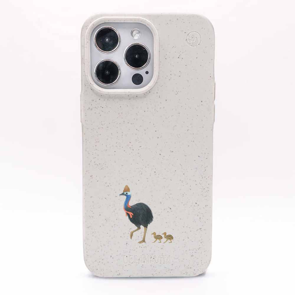 iPhone 12 pro / iPhone 12 Hülle - Cassowary weiß - "CassowaryStroll" - nachhaltig