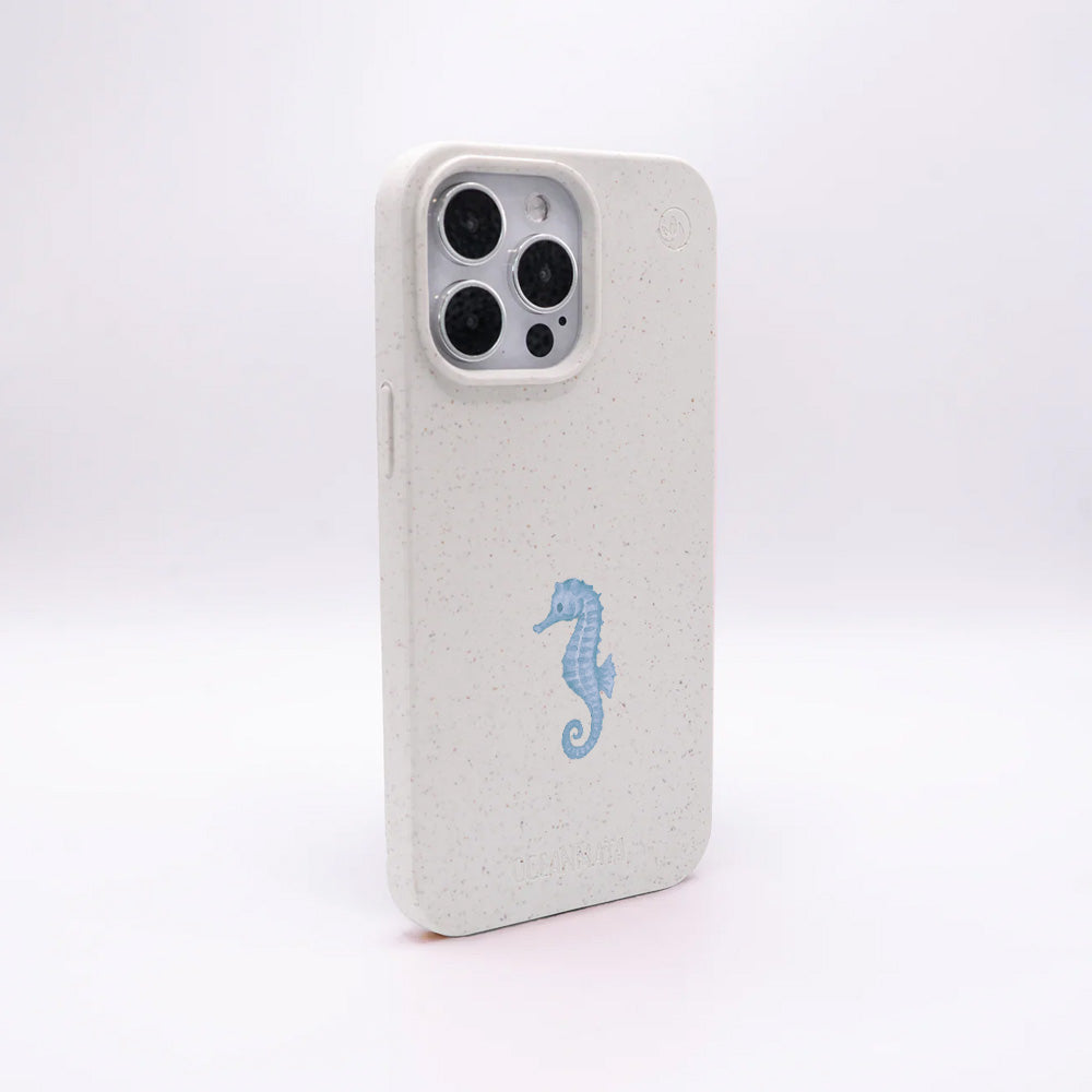 iPhone 13 mini Hülle - Seepferdchen weiß - "SeahorseTale" - nachhaltig