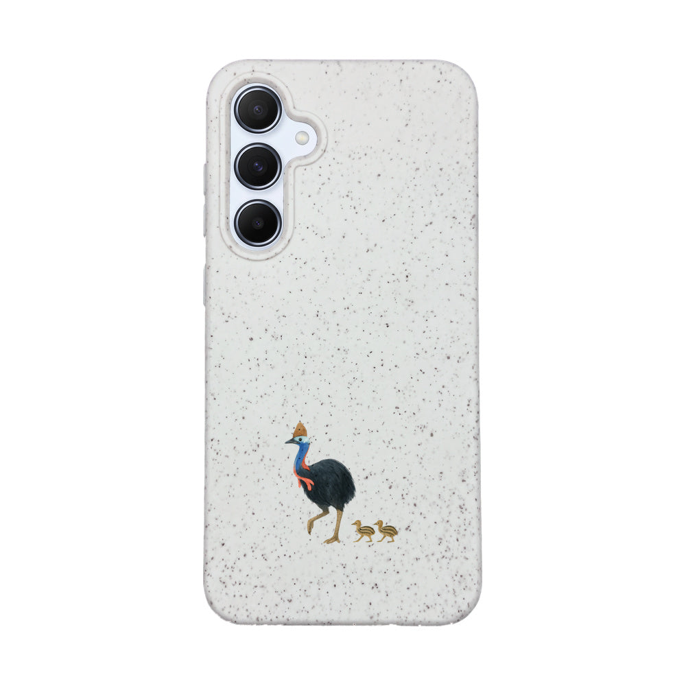 Samsung A55 Hülle - Cassowary weiß - "CassowaryStroll" - nachhaltig