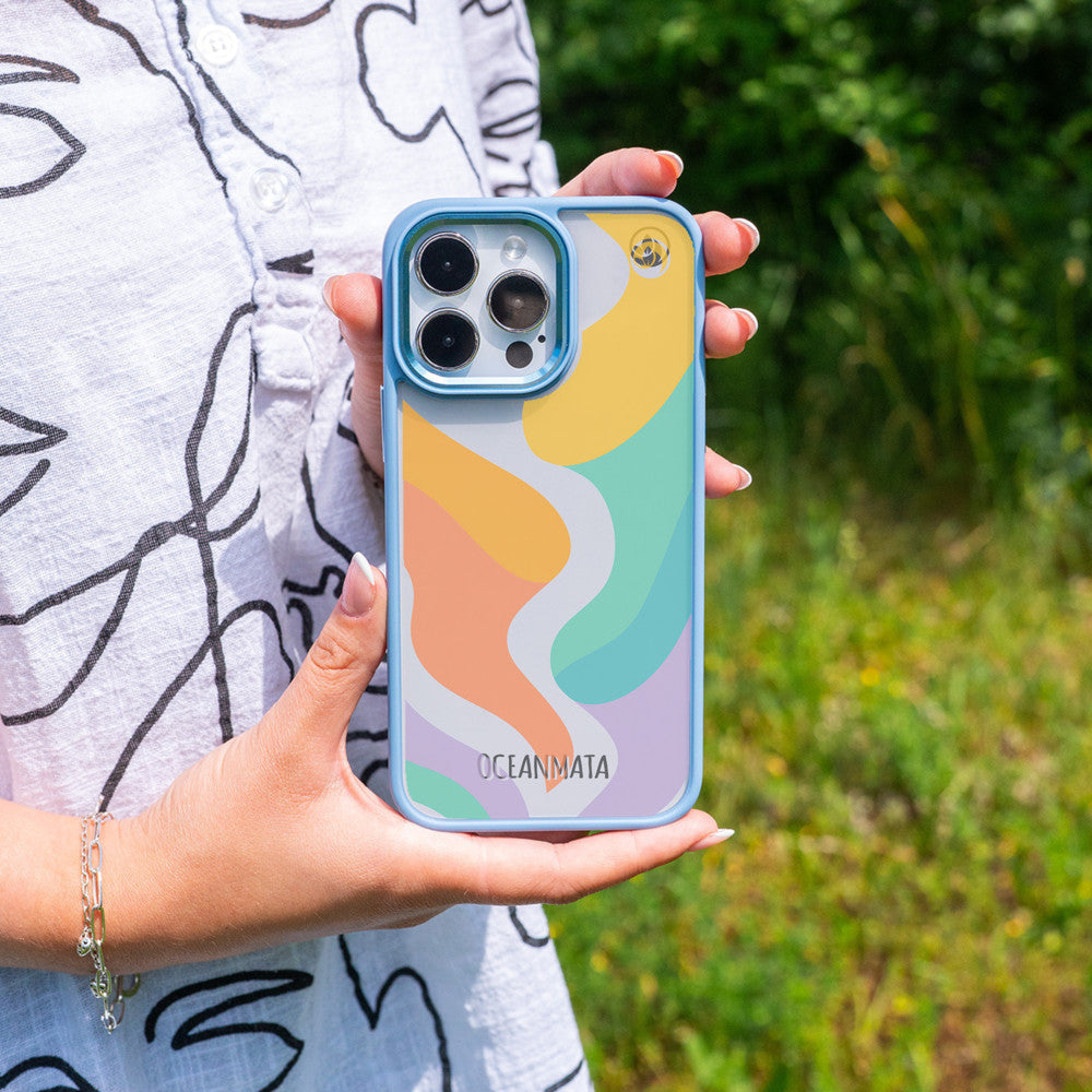 iPhone 12 pro / iPhone 12 Hülle - bunte Wellen - "Tide Flow" - nachhaltig