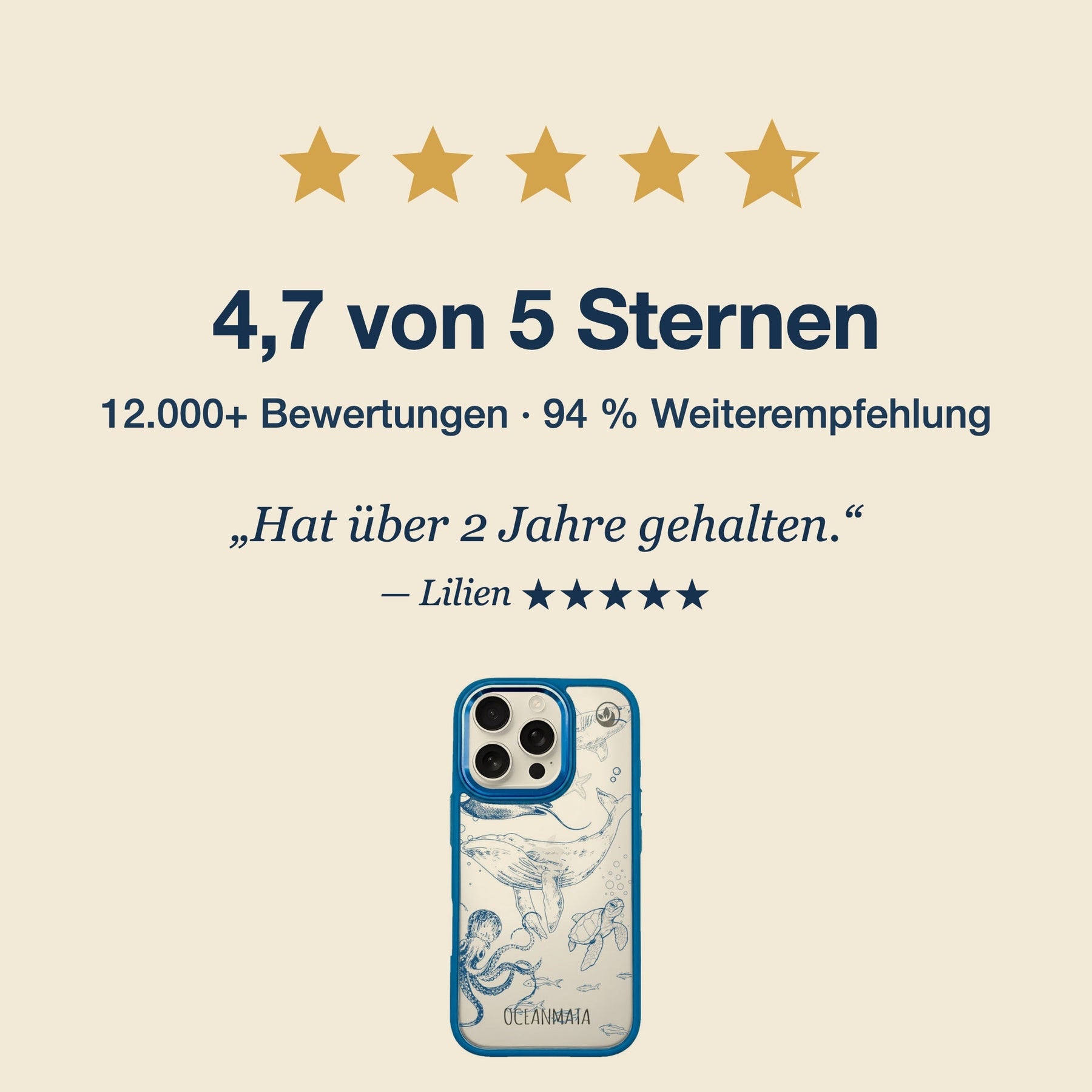 Nachhaltige Handyhülle iPhone 17 pro max Tideflow aus Ocean Plastic — Bewertungen