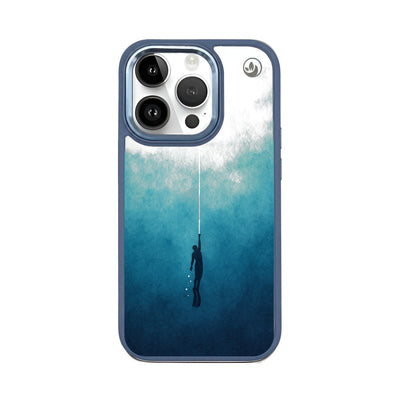 iPhone 14 pro hoesje - Freedive blauw - "Freedive" - duurzaam
