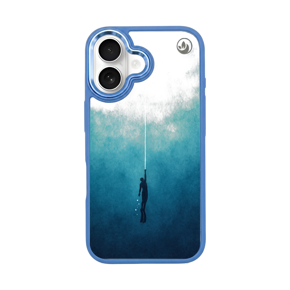 iPhone 16 hoesje - Freedive Blue - "Freedive" - duurzaam