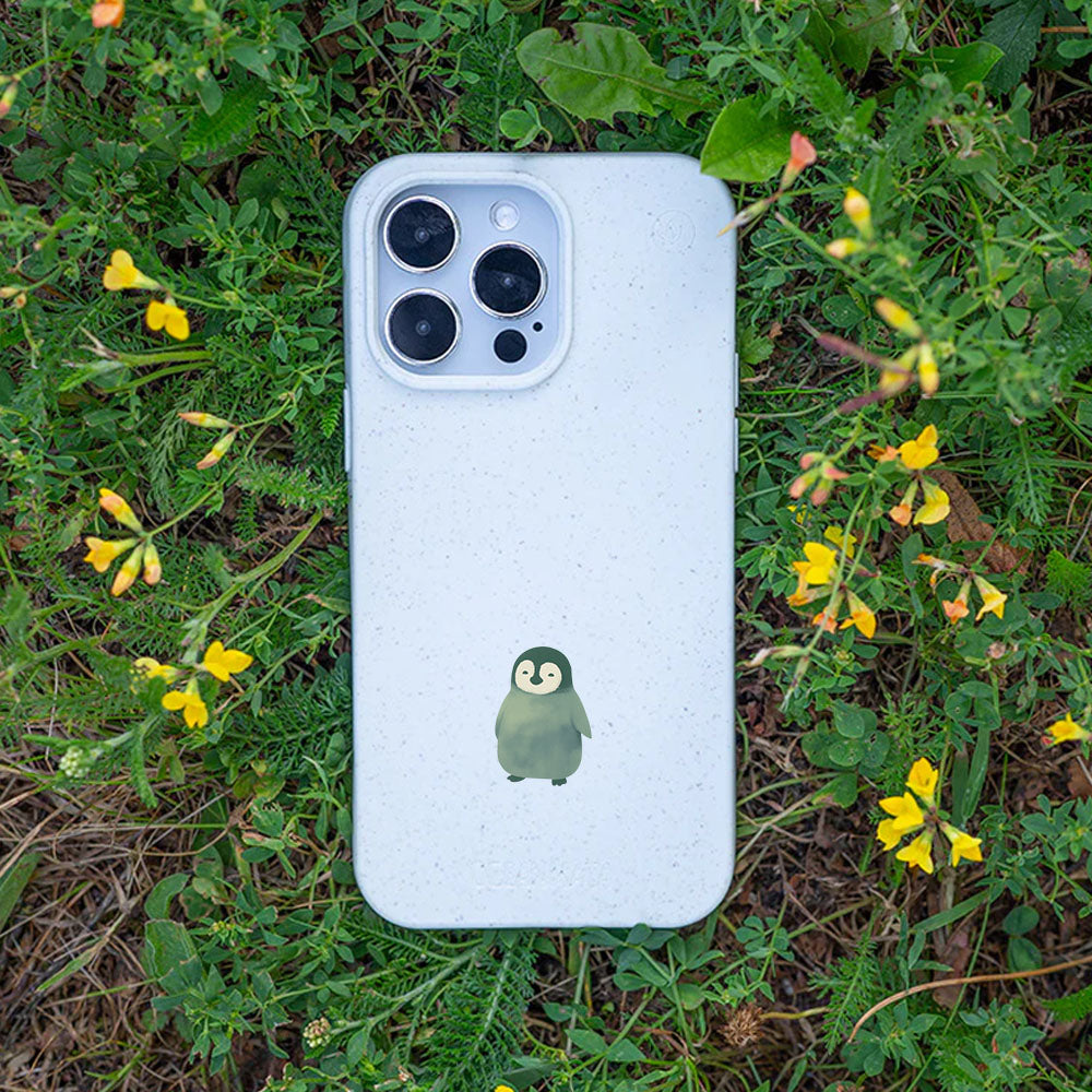 iPhone 15 pro Hülle - Pinguin weiß - "HappyPinguin" - nachhaltig