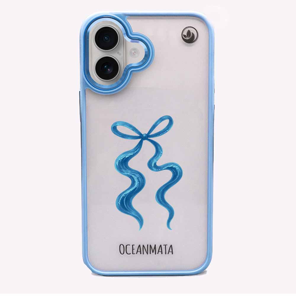 iPhone 16 Hülle - Schleife blau - "tideknot" - nachhaltig