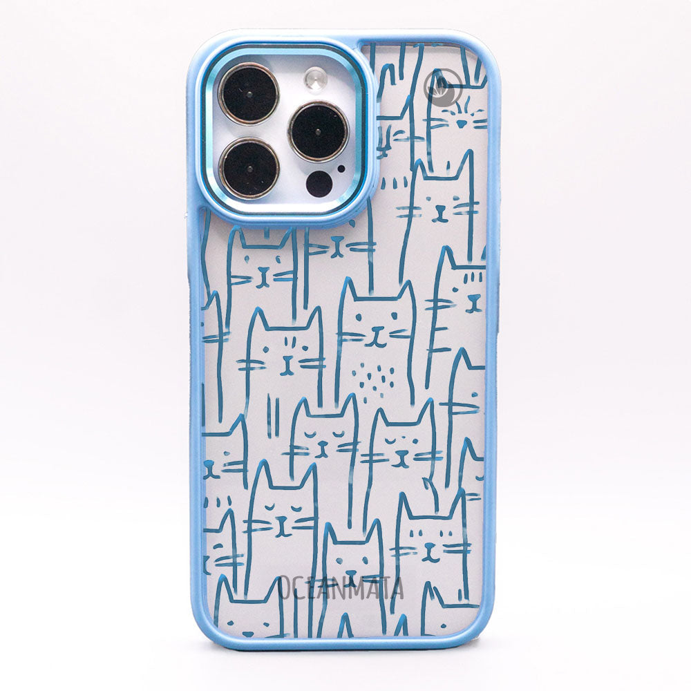 iPhone 12 pro / iPhone 12 Hülle - Katzen blau - "miau" - nachhaltig