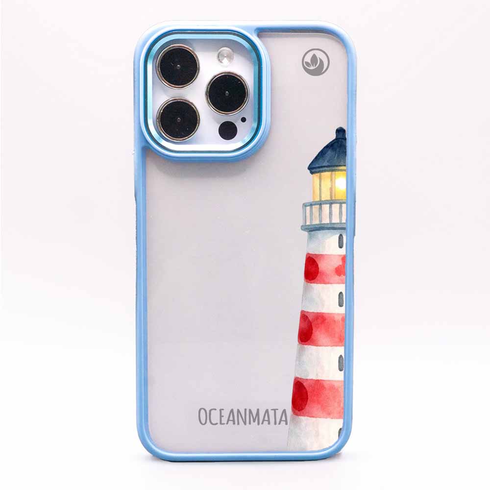 iPhone 14 Hülle - Leuchtturm blau - "Lighthouse" - nachhaltig