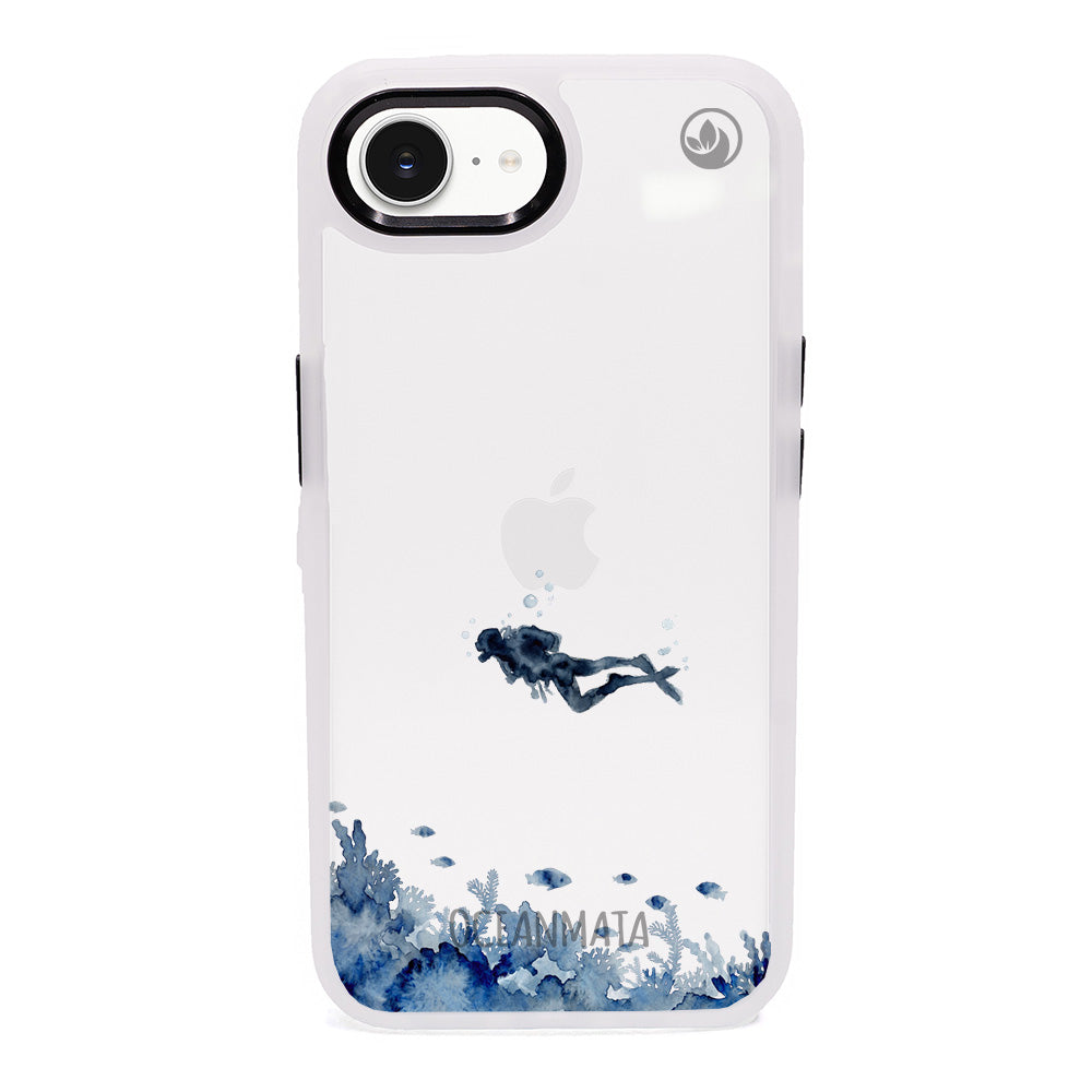 iPhone 16e Hülle - Taucher blau - "DeepDive" - nachhaltig