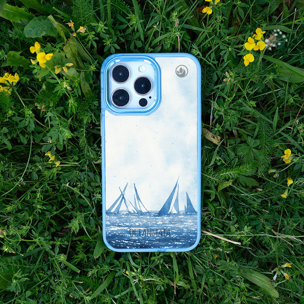 iPhone 14 Hülle - segeln blau - "BlueHorizon" - nachhaltig