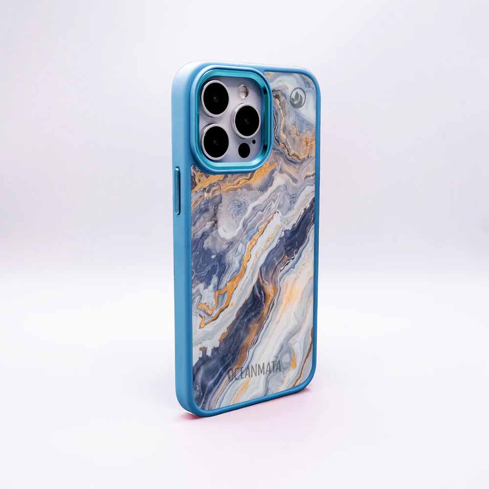 iPhone 14 pro Hülle - marmor blau - "BlueMarble" - nachhaltig