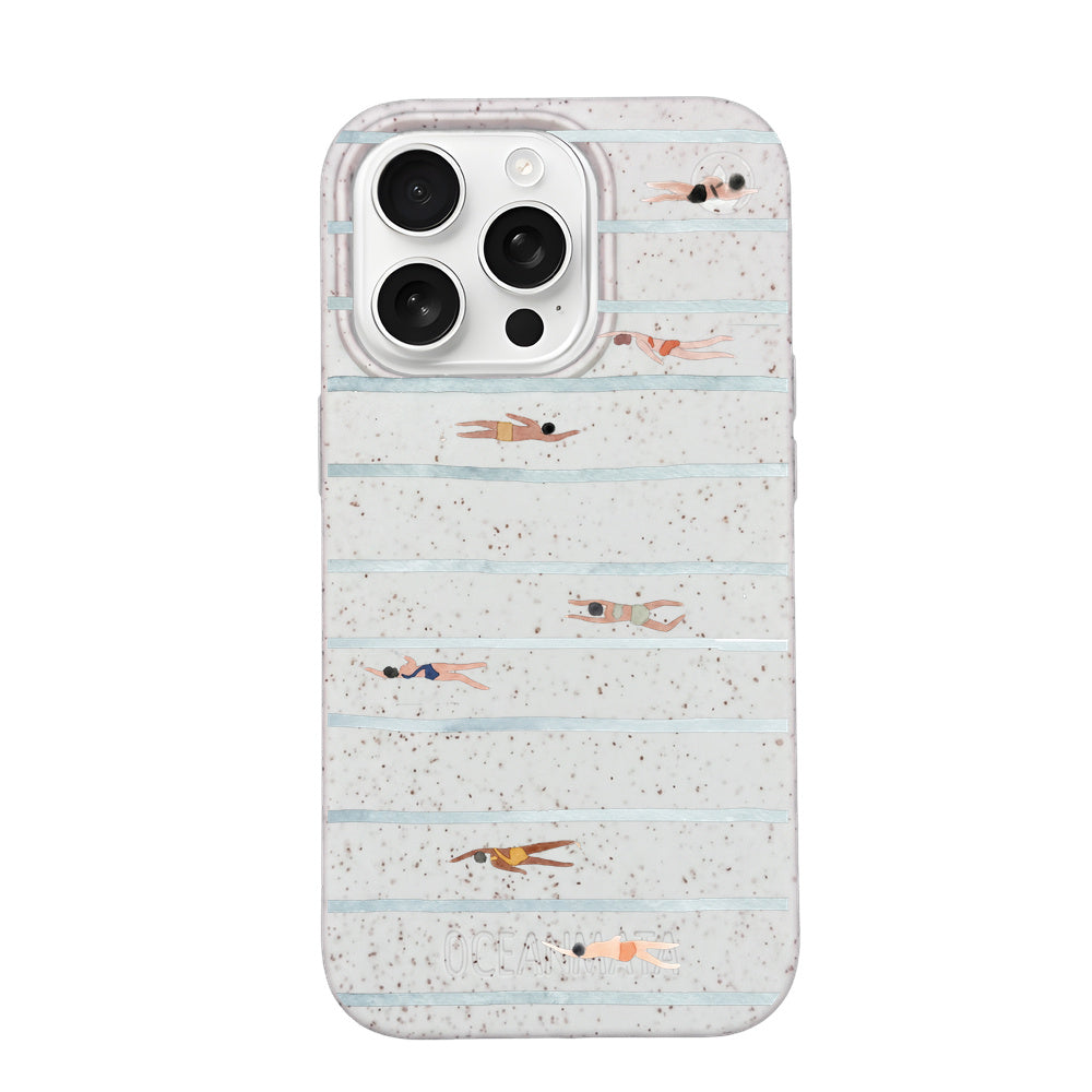 iPhone 16 pro Hülle - Schwimmen weiß - "lapflow" - nachhaltig