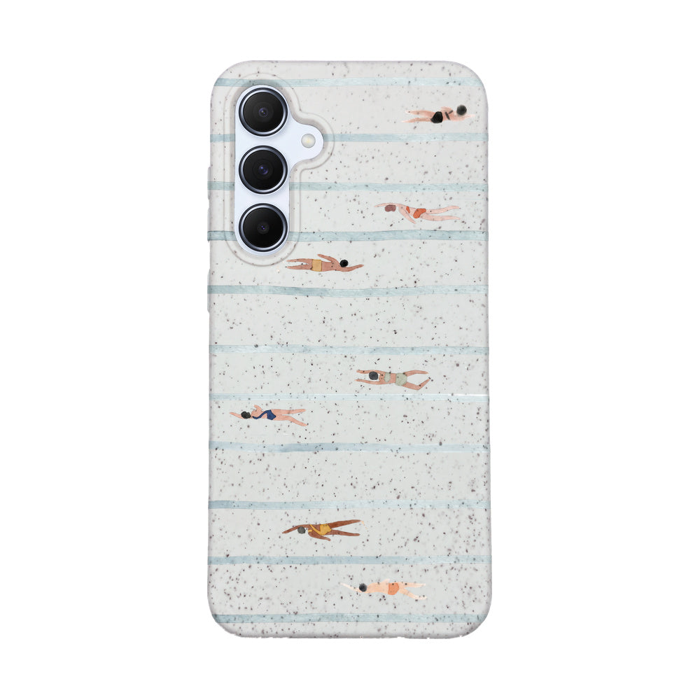Samsung A55 Hülle - Schwimmen weiß - "lapflow" - nachhaltig