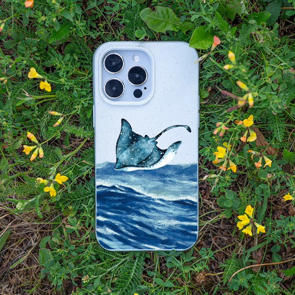 Biologisch abbaubare Handyhülle iPhone 13 pro max Mantawave — kompostierbar — Bonus