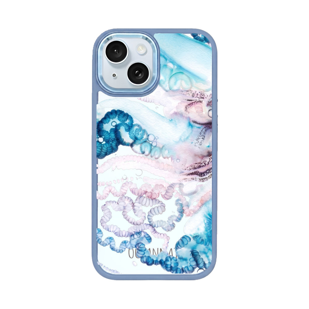 iPhone 15 Hülle - Qualle blau - "Men o' War" - nachhaltig