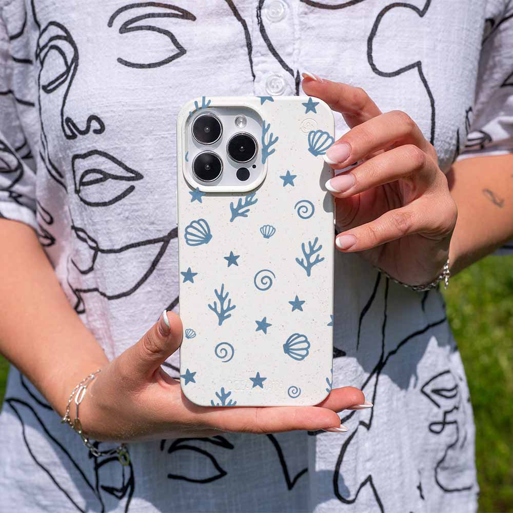 iPhone 17 Air Hülle - Korallen weiß - "BlueCoralLife" - nachhaltig