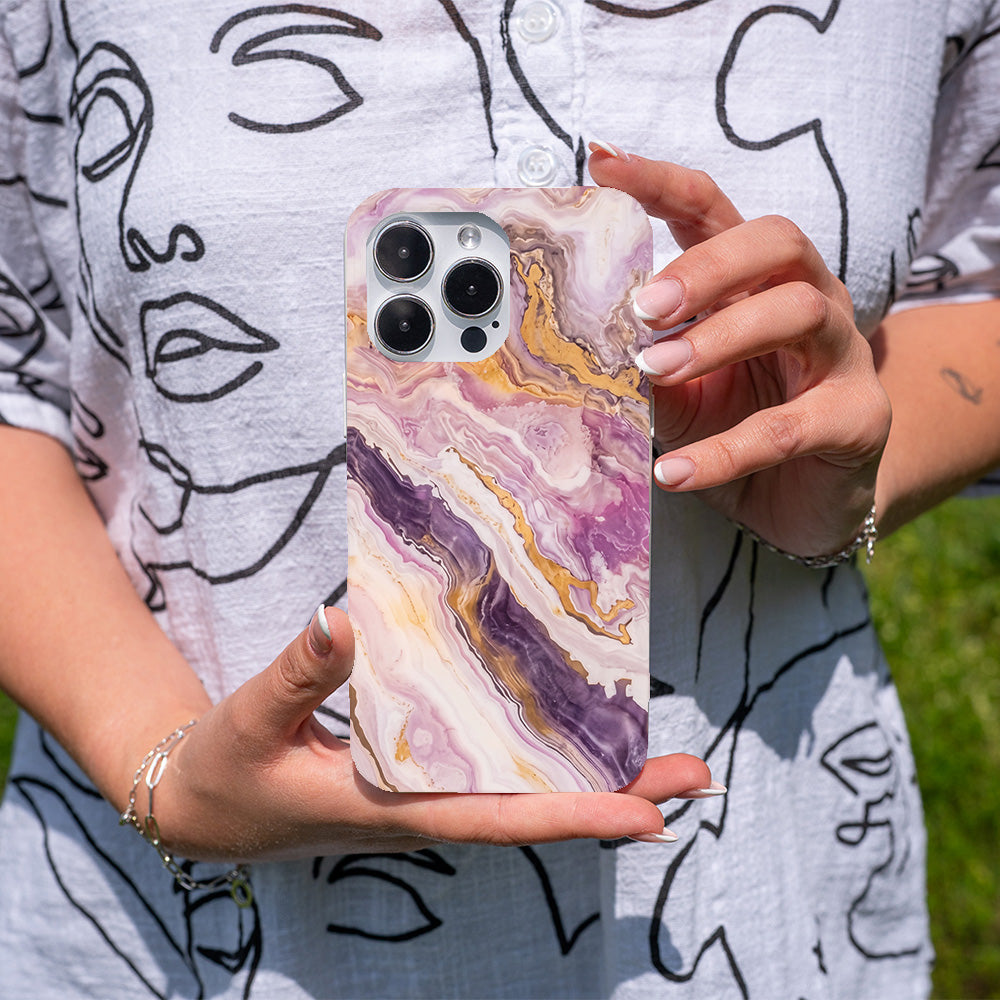 iPhone 12 mini Hülle - Marmor pink - "PinkMarble" - nachhaltig