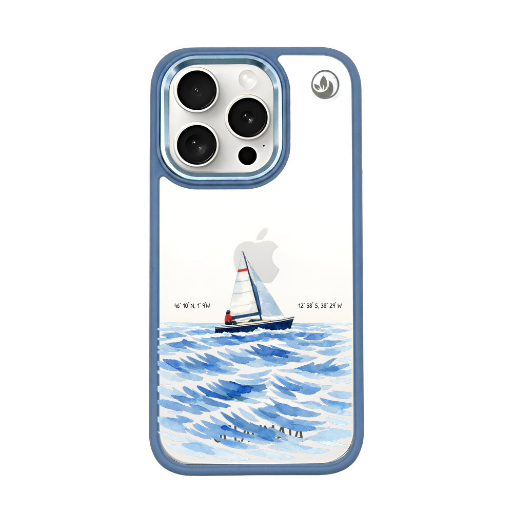 iPhone 15 Pro Case - Sailing White - "Golden Horizon" - Sustainable