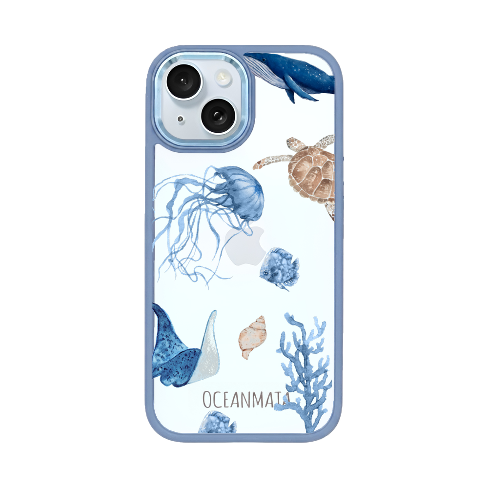 iPhone 15 hoesje - witte schildpad - "Turtle & Friends" - duurzaam