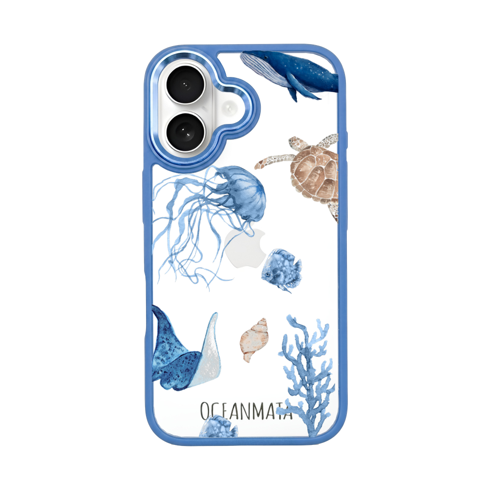 iPhone 16 hoesje - witte schildpad - "Turtle & Friends" - duurzaam