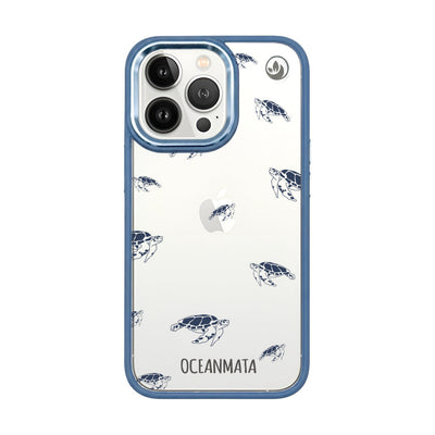iPhone 13 pro hoesje - schildpaddenblauw - "Turtlino" - duurzaam