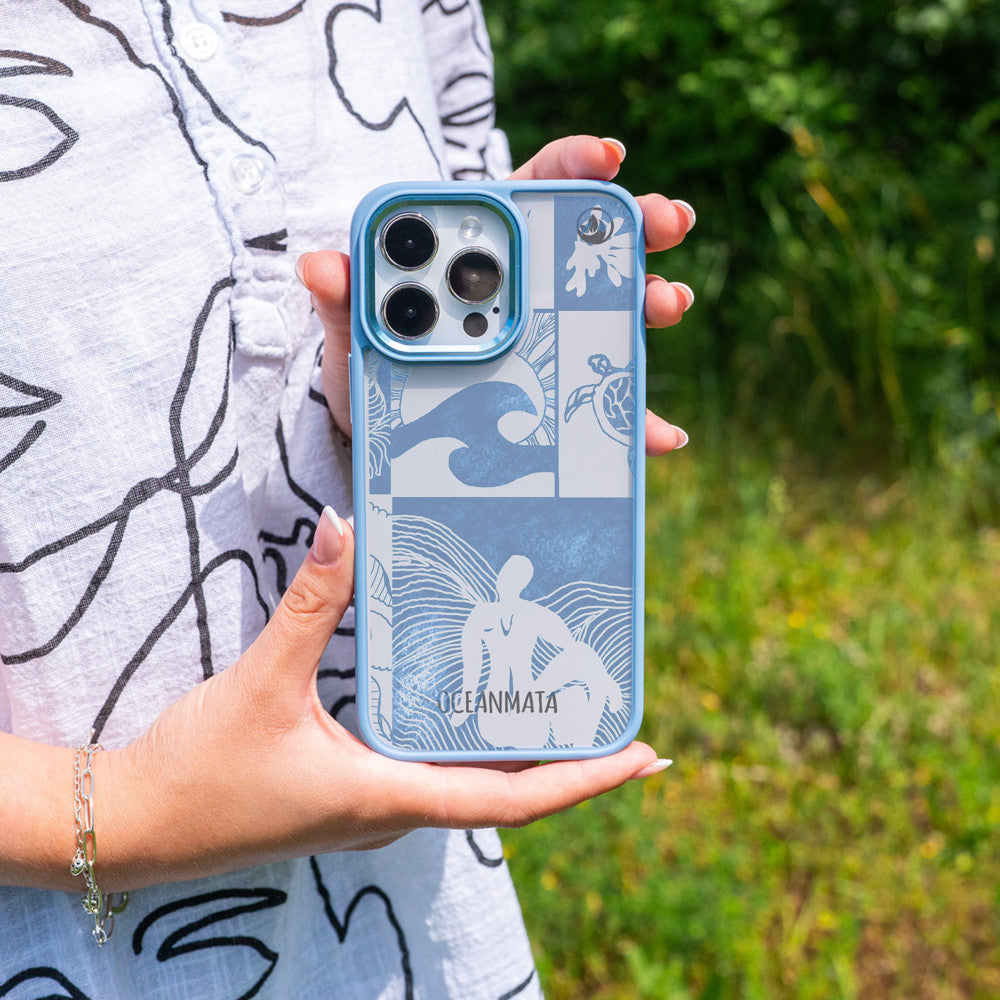 iPhone 15 Case - Line Art Ocean - "Waves of Balance" - sustainable