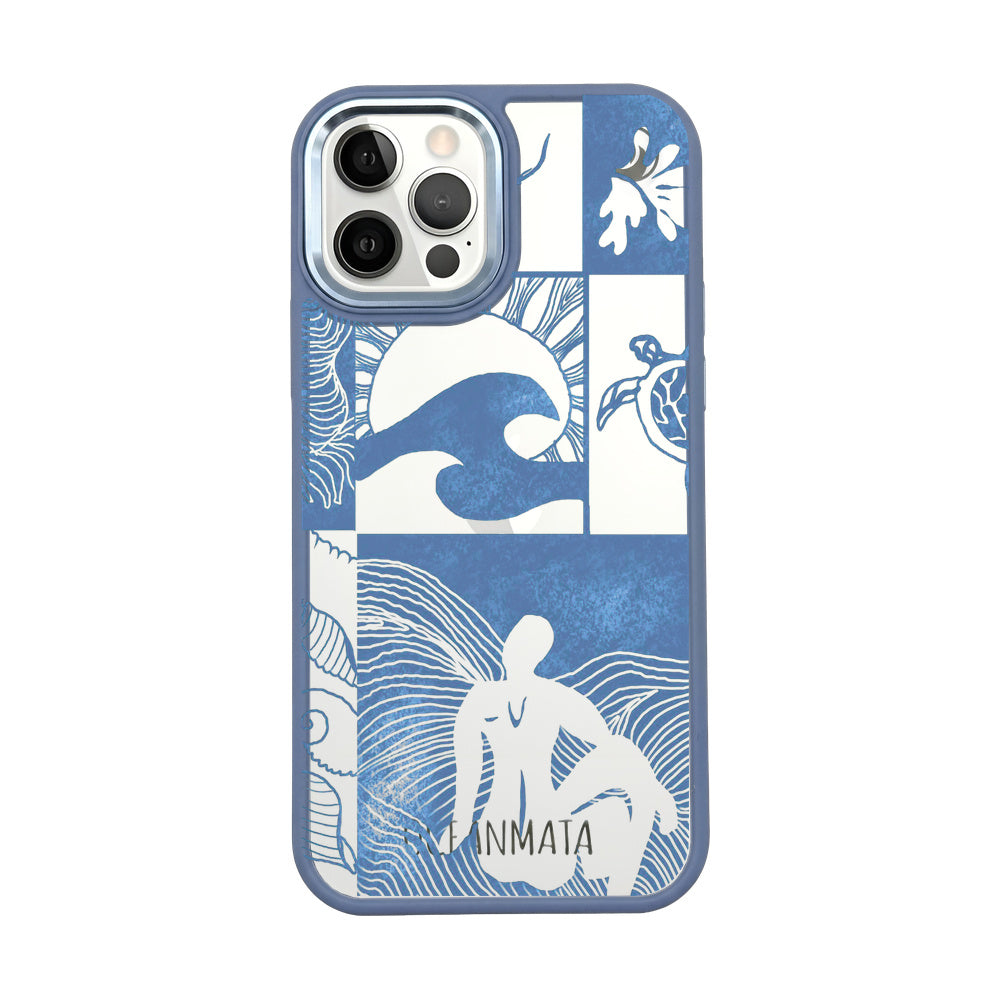 iPhone 12 pro / iPhone 12 hoesje - Line Art Ocean - "Waves of Balance" - duurzaam