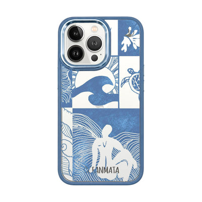 iPhone 13 pro hoesje - Line Art Ocean - "Waves of Balance" - duurzaam