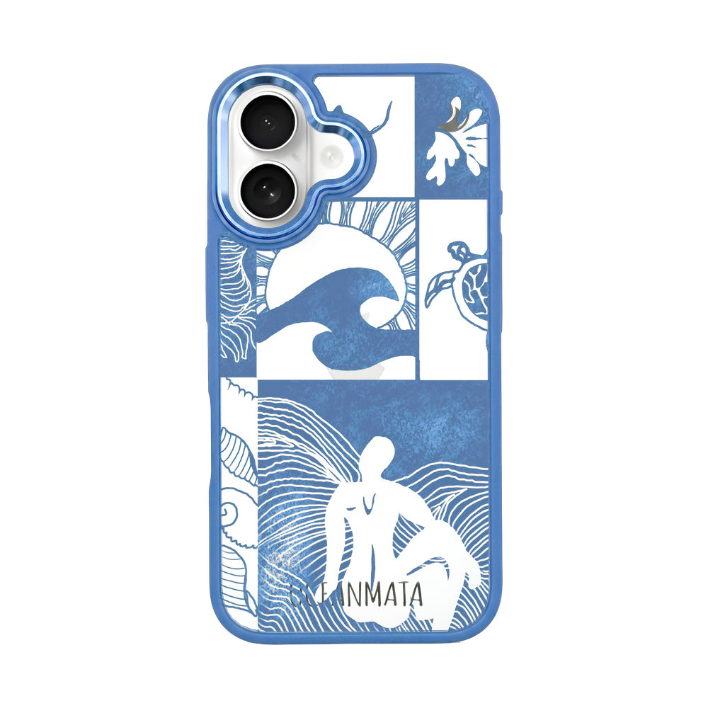 iPhone 16 hoesje - Line Art Ocean - "Waves of Balance" - duurzaam
