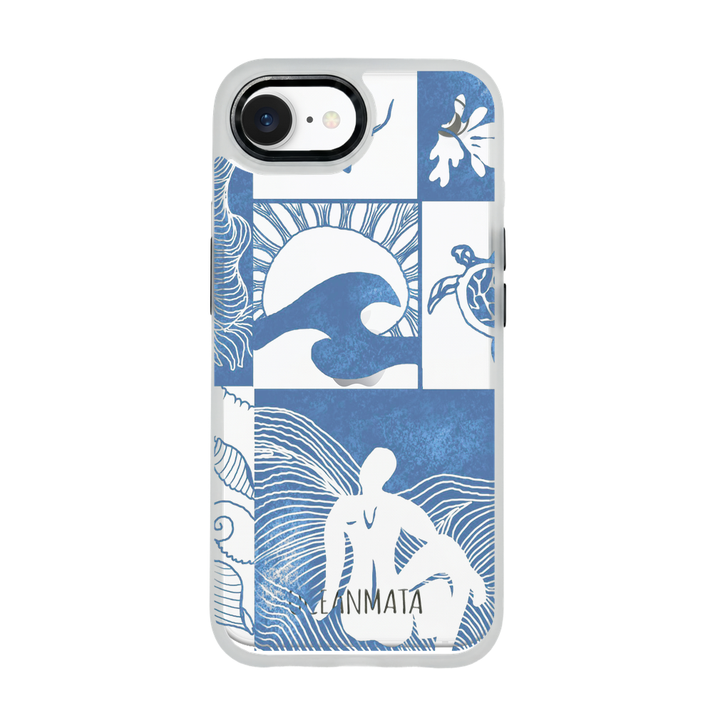 iPhone 16e Case - Line Art Ocean - "Waves of Balance" - sustainable