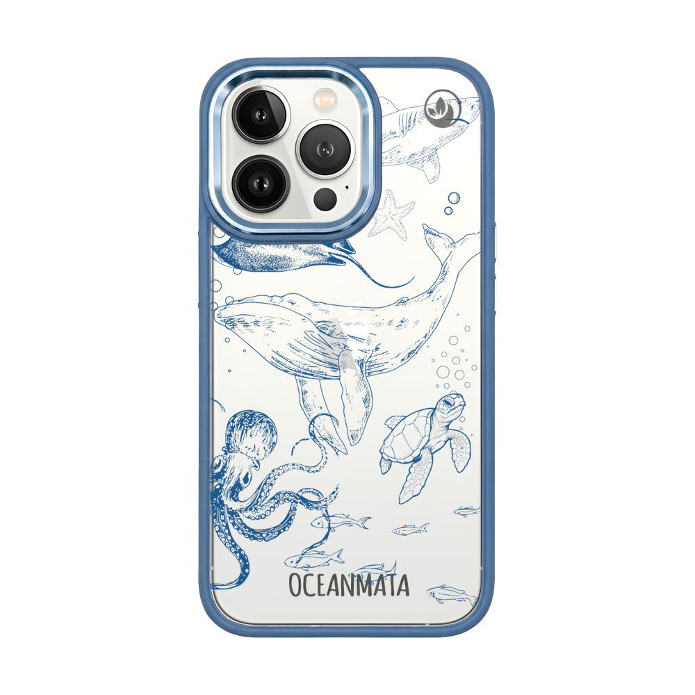 iPhone 13 pro max hoesje - walvisblauw - "WhaleLife" - duurzaam
