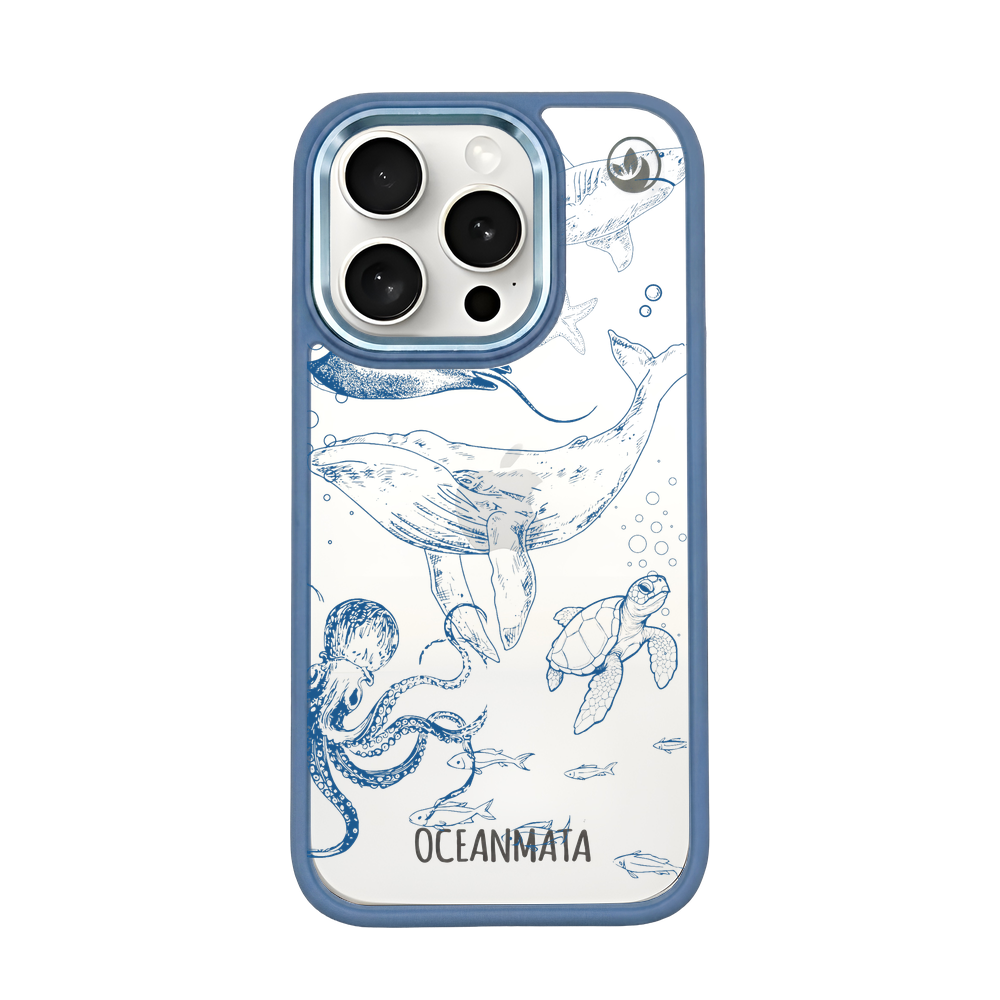 iPhone 15 pro max hoesje - walvisblauw - "WhaleLife" - duurzaam