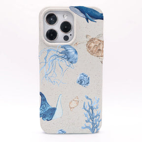 iPhone 14 Hülle - weiß Schildkröte - "Sea Turtle & Friends" - nachhaltig