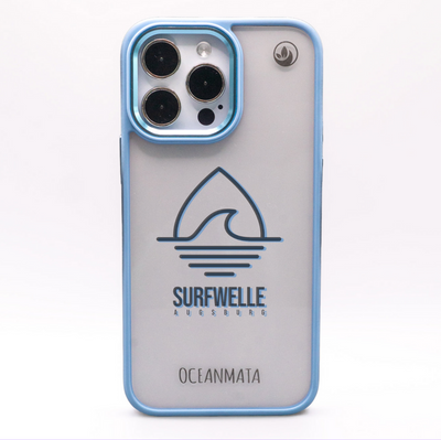 iPhone 15 pro max Hülle - Surfwelle blau - "Surfwelle Augsburg" - nachhaltig