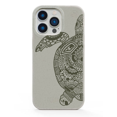 iPhone 15 pro max case - beige - "GREEN TURTLE" - sustainable