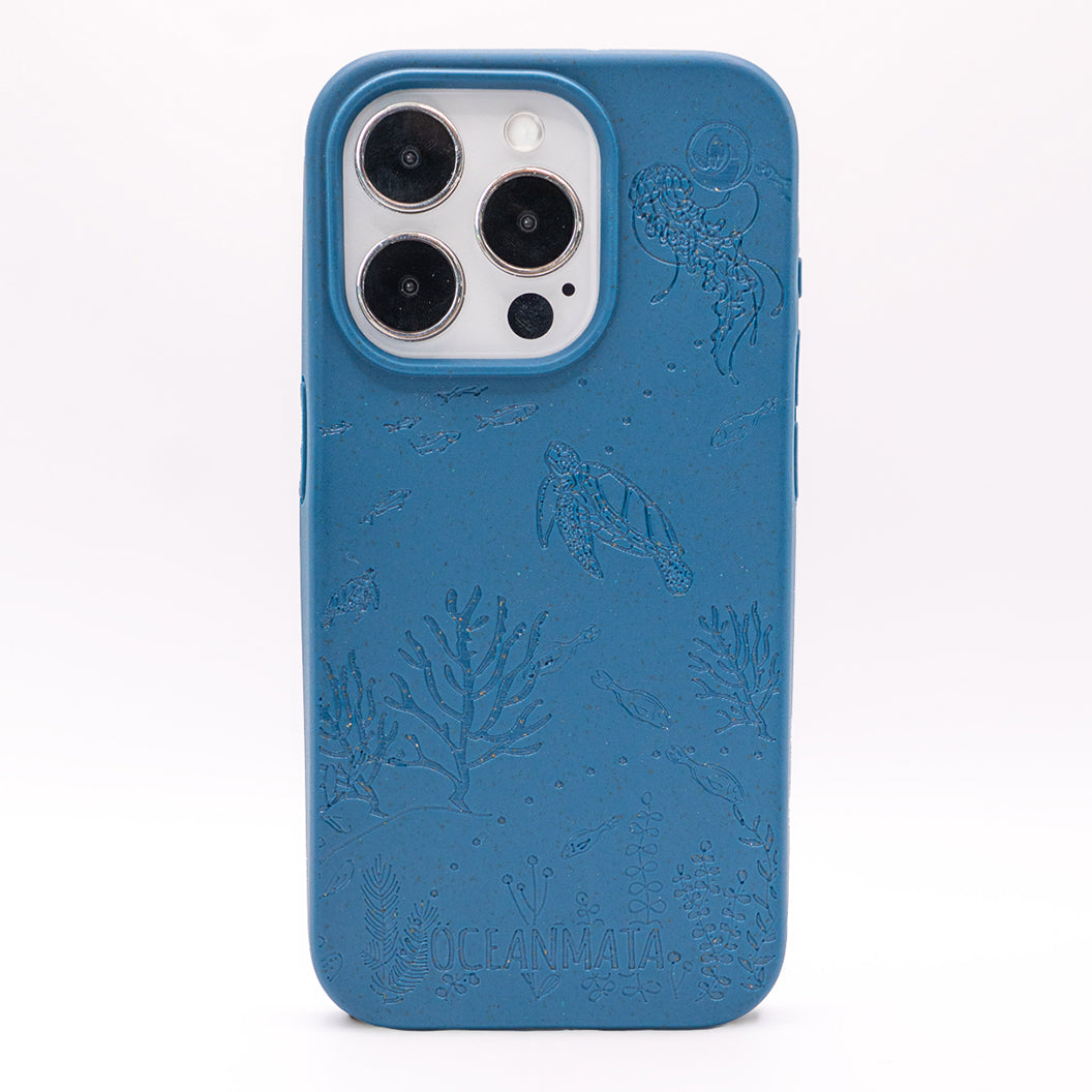 iPhone 15 pro max Hülle 'TURTLE Family' - blau - nachhaltig