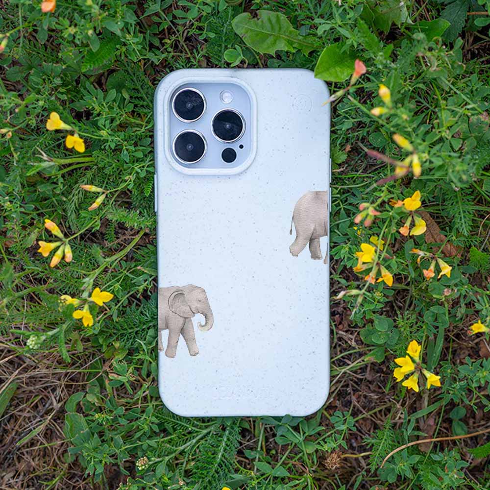 iPhone 15 pro Hülle - Elefant weiß - "Ele-Fant" - nachhaltig