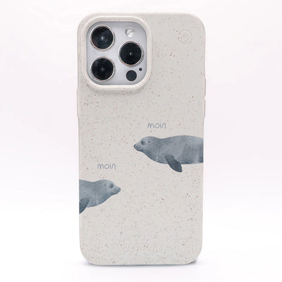 iPhone 17 Air Hülle - Robbe weiß - "mooornin" - nachhaltig