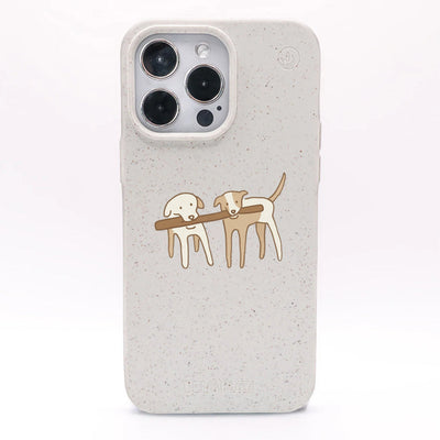 iPhone 15 Pro Max Case - White Dogs - "Woof" - Sustainable