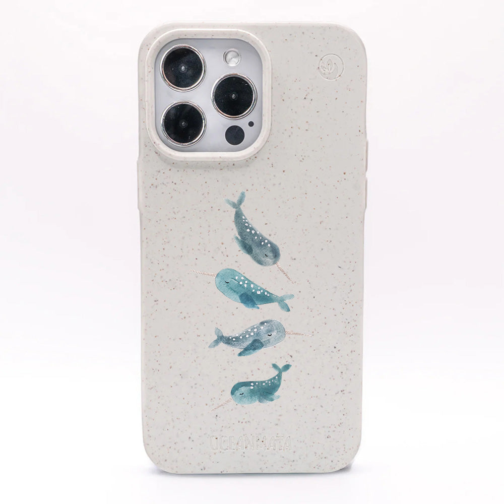 iPhone 12 mini Hülle - Narwal weiß - "Narwhale" - nachhaltig