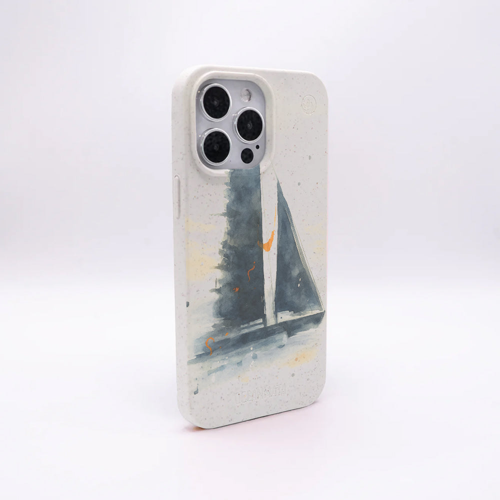 iPhone 14 Hülle - Segeln weiß - "Golden Horizon" - nachhaltig