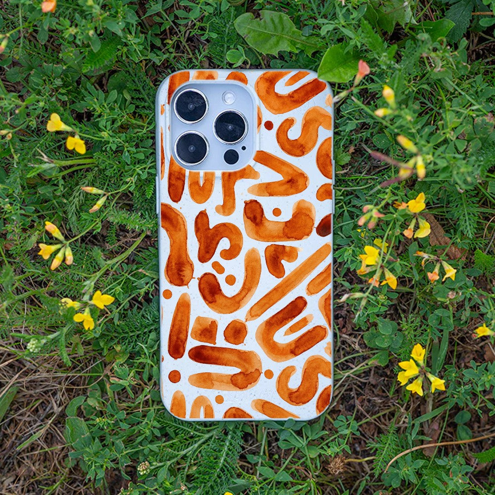 Biologisch abbaubare Handyhülle iPhone 17 Buchstabensuppe — kompostierbar — Bonus
