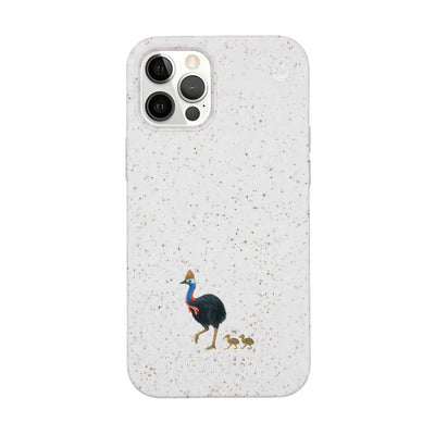 iPhone 12 pro / iPhone 12 Hülle - Cassowary weiß - "CassowaryStroll" - nachhaltig