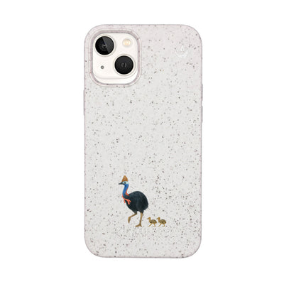 iPhone 13 mini Hülle - Cassowary weiß - "CassowaryStroll" - nachhaltig