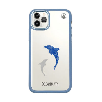 iPhone 11 pro case - dolphin blue - "Dolphin Twins" - sustainable