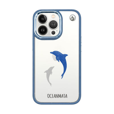 iPhone 13 pro max case - dolphin blue - "Dolphin Twins" - sustainable